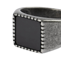 Square Men's Square Stainless Steel Vielli and Face Haris Black Agate Tray