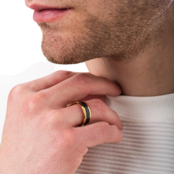 Golden Stainless Steel Golden Stainless Steel Alliance Ring and Customizable Carbon Central Band 2