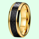 Anillo de acero inoxidable de hombres oro y banda de carbono personalizado