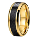 Anillo de la alianza de acero inoxidable de oro de acero inoxidable de oro y banda central de carbono personalizable
