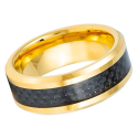 Anillo de la alianza de acero inoxidable de oro de acero inoxidable y banda central de carbono personalizada