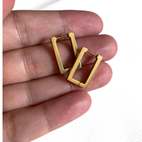 Créoles à Charnières Rectangulaires Minimalistes en Acier Inoxydable Doré à l'Or Fin amitié Ezra