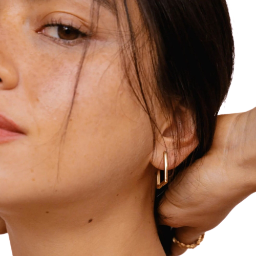 Criollos con anillos rectangulares Minimalistas en acero inoxidable oro fino