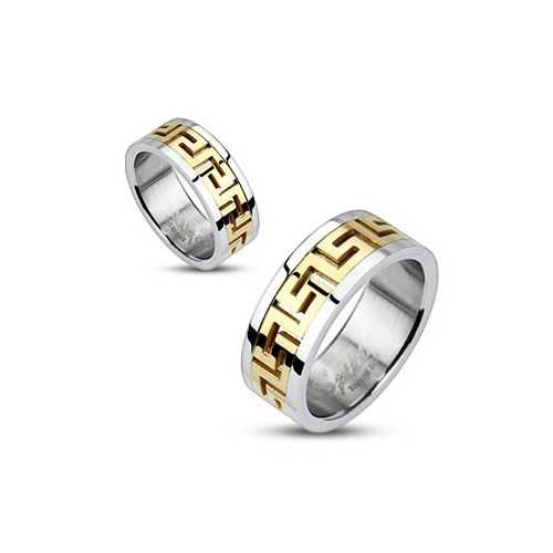 ANILLO ANILLO COMPROMISO HOMBRE MUJER ACERO DORADO PAREJA LABERINTO