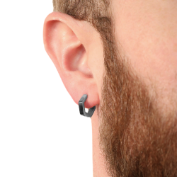 HEXAGON MAN EARRING HEXAGE MINIMALIST STAINLESS HERNING STEEL 2