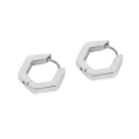 Hexagonal Men's Earrings Creoles Original Stainless Steel Hinges