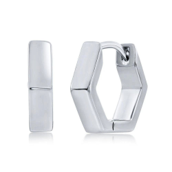HEXAGON MAN EARRING HEXAGE MINIMALIST STAINLESS HERNING STEEL