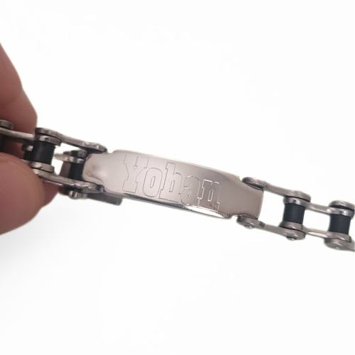 Gourmette Homme Acier Chaine de Moto Pour Biker Plaque Personnalisée 21cm