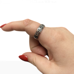 Bague anneau enfant fille femme acier rotative anti-stress lune étoile