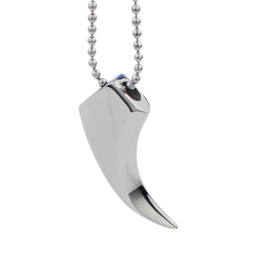 Collier Pendentif Dent de loup Requin Viking Homme en Acier Inoxydable avec Chaine Boule Incluse