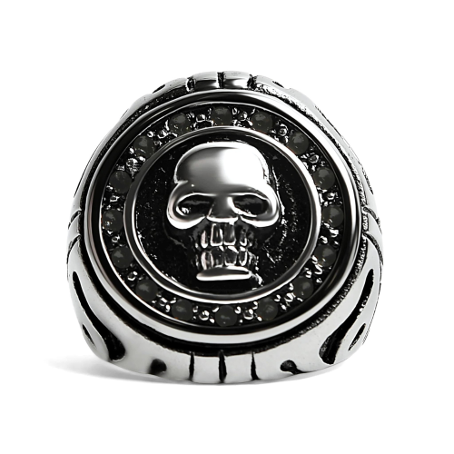 Big Men's Death Head Ring made of Stainless Steel Large Biker for Motard