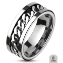 Bague anneau de fiançailles femme alliance mariage acier chaine enchainée 8mm