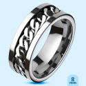 Bague anneau de fiançailles femme alliance de mariage acier chaine enchainée 8mm