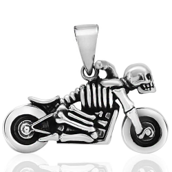 Skeleton Anhänger auf Moto Death Head für Biker und Kette enthalten