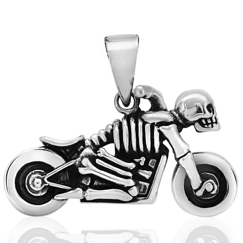 Motorcycle Skeleton Pendant Death Head For Biker and Chaine Included
