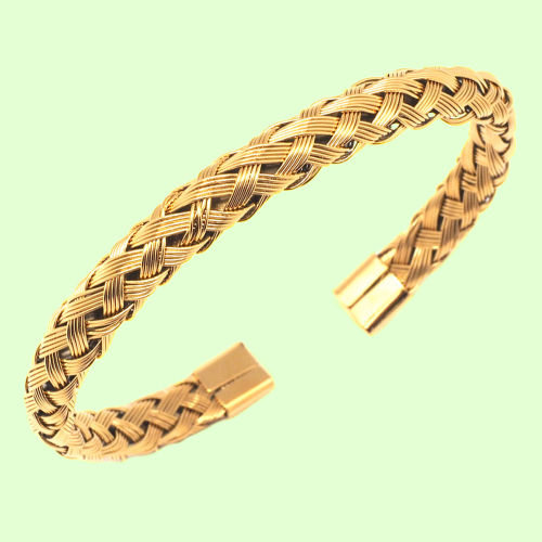Semi-Open Jonc Thread Threaded Cord For Women in Gold Gold Gold Steel