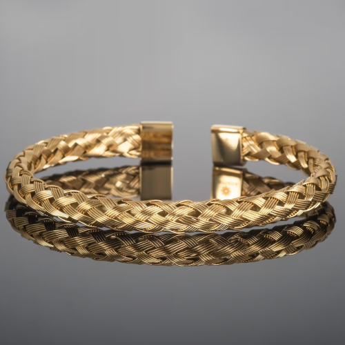 Jonc Worn Bracciale Worn per le donne in acciaio oro oro