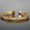 Bracelet Jonc Maille Torsadée Pour Femme en Acier Doré à l'Or Fin
