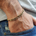 Men's Figaro Bracelet Stainless Steel Gold-gold Stainless Steel 7mm 21cm