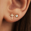 Orecchini con moglie oro croce - chiodi auricolari con cross store latino d'oro Fine