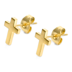 Orecchini a croce oro moglie - chiodi auricolari con estremità in oro cross-store latino