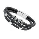 Männer Armband Leder Death Heads Biker und Clasp Magnetic Customized Edelstahl