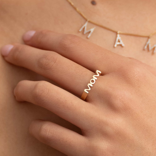 Anello d'oro originale della mamma per le donne in oro dell'acciaio inossidabile Oro - Omaggio a mamme