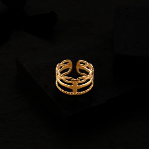 Anello aperto regolabile Multi Ranks Cross Donna Acciaio inossidabile Oro Fine