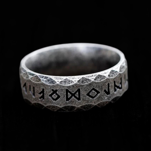 Anello anello rune viking uomo vecchio in acciaio inox alfabeto mitico runico