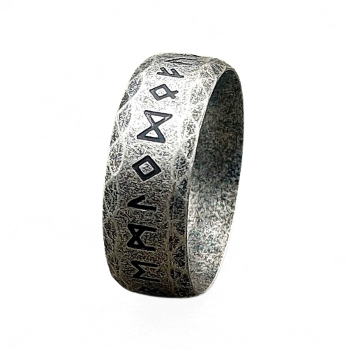 Rune Rune Viking Odin Man Uomo in acciaio inox invecchiato alfabeto runico mitico