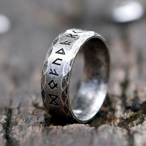 Viking Rune Ring für Männer Edelstahl Old Alphabet Runic Mythic