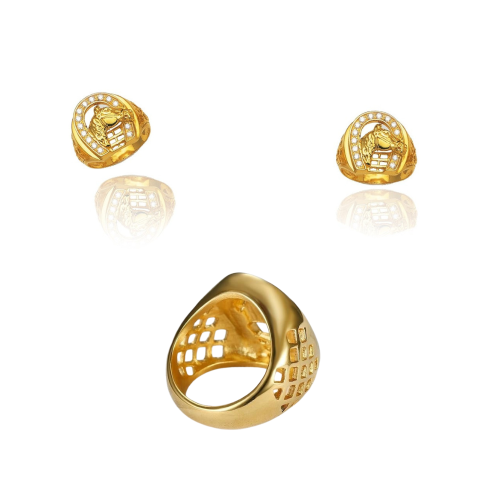 Bague Fer à Cheval Inspiré d'Elvis Presley Pour Homme Acier Inoxydable Or cheval de course