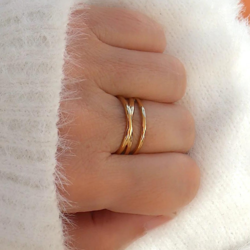 Adjustable ring Open Crossings Women Stainless Steel Fine Gold