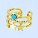 Adjustable ring with crossed rows in gold steel: to enhance your style