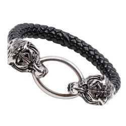 BRACELET GOURMETTE POUR HOMME EN VERITABLE CUIR ET FERMOIR ACIER 316L PROMO NEUF