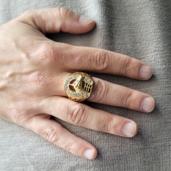 Horse Iron Ring Inspired by Elvis Presley For Men Stainless Steel Gold