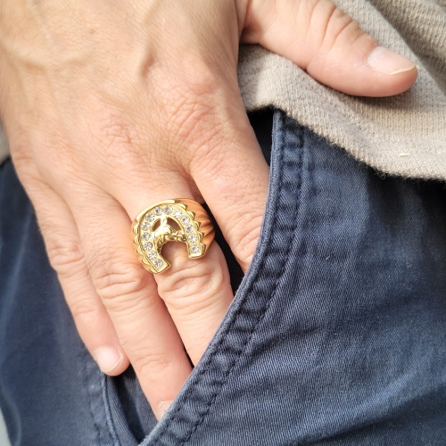 Herren-Siegelring, goldener Stahl, goldenes...