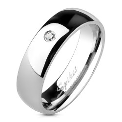 Anillo de la alianza para hombres o mujeres efecto de acero espejo color plata circón cz nouvelle 011