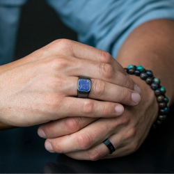 SKHELL LAPIS LAZULI BLUE MANN Edelstahl Schwarzer Naturschutzstein 2