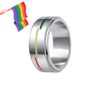 LGBT Ring Female Man Stainless Steel Rotary Anti-Stress Pride Gay Pride Rainbow