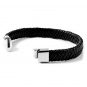 Bracelet homme cuir tressé et fermoir acier inoxydable élégant 20cm