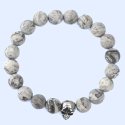 Pulsera de los hombres Agate Stones Protective Grey y Death Head en Acero Inoxidable