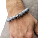 Bracciale grigio agata testa di morte uomo: sublimare il polso