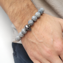 Bracelet agate grise tête de mort homme : sublimez votre poignet