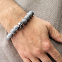 Bracelet agate grise tête de mort homme : sublimez votre poignet