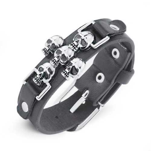 BRACELET GOURMETTE POUR HOMME EN VERITABLE CUIR ET FERMOIR ACIER 316L PROMO NEUF