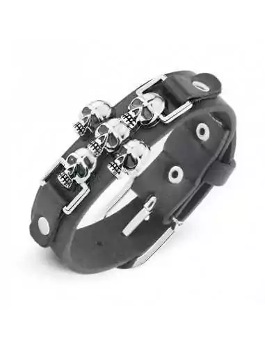 Men's Biker Leather Bracelet Cuff
