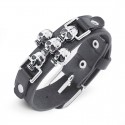 Pulsera de cuero de los hombres Belete de cinturón de cinturón Skull Skeleton Biker Biker