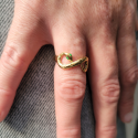 Offene Ring Infinite Symbol Schlange Grünen Augen Frau in Goldenem Gold Edelstahl