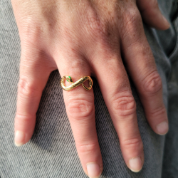 Bague Ouverte Symbole Infini Serpent Yeux verts pour...